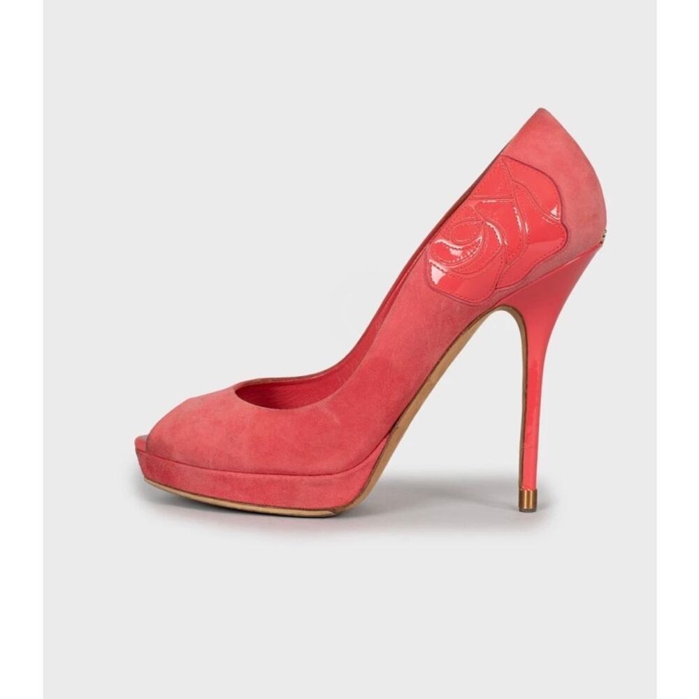 Christian Dior Pink Suede Open Toe Stiletto Pumps Sz.39